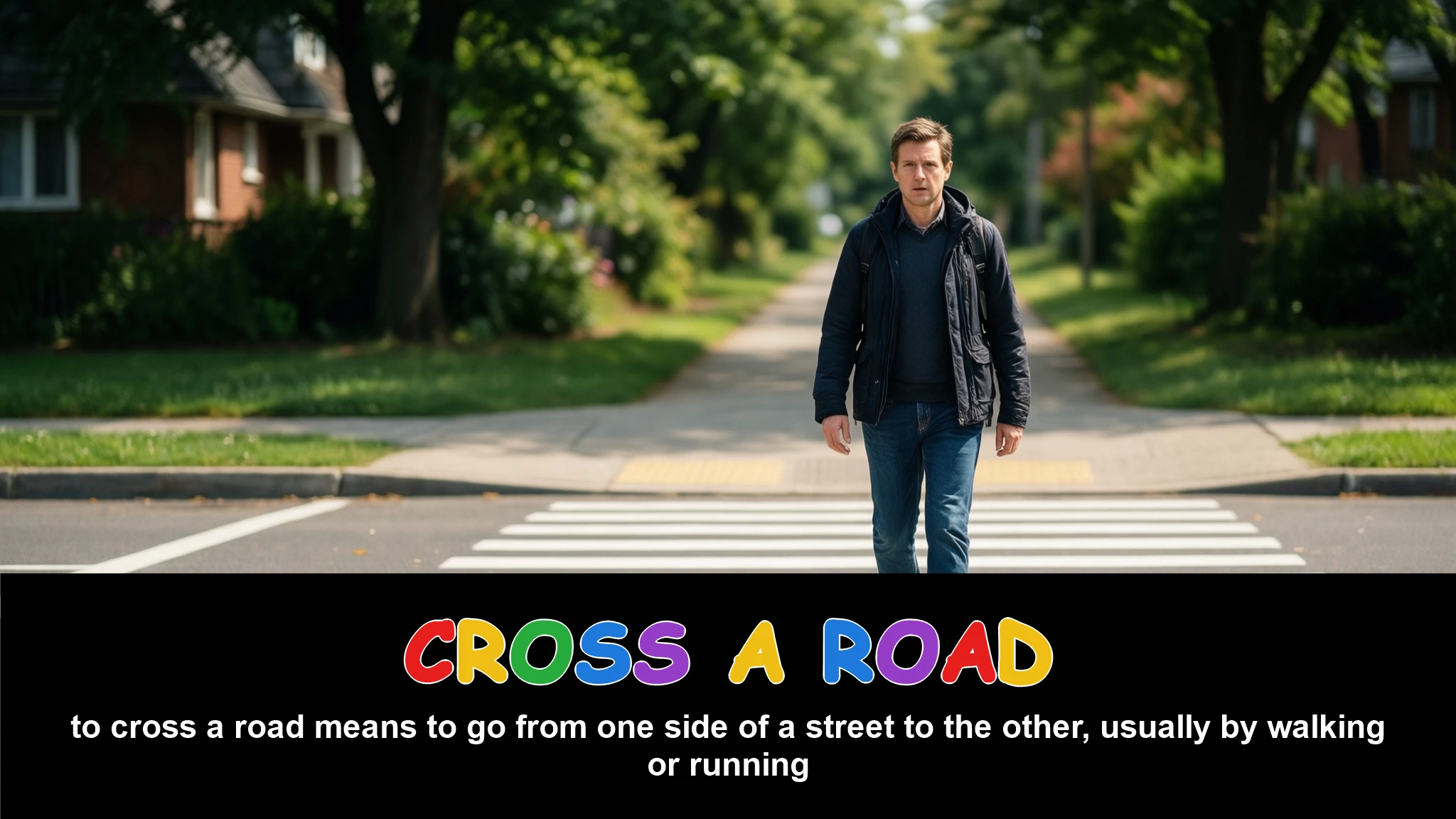 English Illustration for cross a road